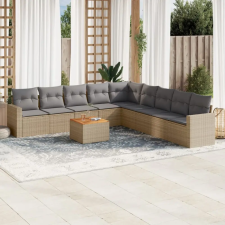 vidaXL 10 részes bézs polyrattan kerti ülőgarnitúra párnával kerti bútor