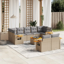 vidaXL 10 részes bézs polyrattan kerti ülőgarnitúra párnával kerti bútor