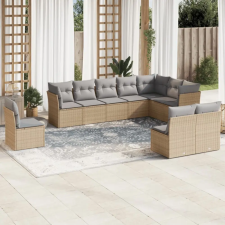 vidaXL 10 részes bézs polyrattan kerti ülőgarnitúra párnával kerti bútor