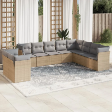 vidaXL 10 részes bézs polyrattan kerti ülőgarnitúra párnával kerti bútor