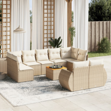 vidaXL 10 részes bézs polyrattan kerti ülőgarnitúra párnával kerti bútor