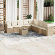 vidaXL 10 részes bézs polyrattan kerti ülőgarnitúra párnával kerti bútor