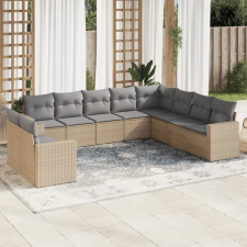 vidaXL 10 részes bézs polyrattan kerti ülőgarnitúra párnával kerti bútor