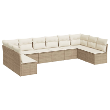 vidaXL 10 részes bézs polyrattan kerti ülőgarnitúra párnával (3218088) kerti bútor
