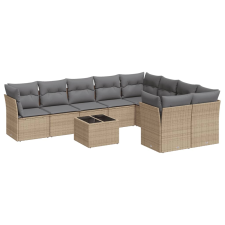 vidaXL 10 részes bézs polyrattan kerti ülőgarnitúra párnával (3218179) kerti bútor