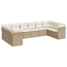 vidaXL 10 részes bézs polyrattan kerti ülőgarnitúra párnával (3218198) kerti bútor