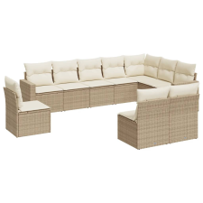 vidaXL 10 részes bézs polyrattan kerti ülőgarnitúra párnával (3219098) kerti bútor