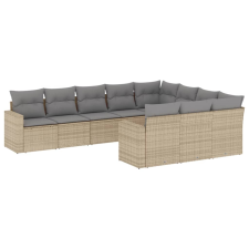 vidaXL 10 részes bézs polyrattan kerti ülőgarnitúra párnával (3219479) kerti bútor
