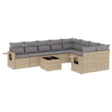 vidaXL 10 részes bézs polyrattan kerti ülőgarnitúra párnával (3220648) kerti bútor