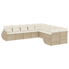 vidaXL 10 részes bézs polyrattan kerti ülőgarnitúra párnával (3221907) kerti bútor