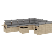 vidaXL 10 részes bézs polyrattan kerti ülőgarnitúra párnával (3252986) kerti bútor
