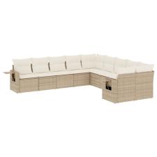 vidaXL 10 részes bézs polyrattan kerti ülőgarnitúra párnával (3253045) kerti bútor