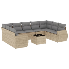 vidaXL 10 részes bézs polyrattan kerti ülőgarnitúra párnával (3254146) kerti bútor