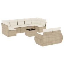vidaXL 10 részes bézs polyrattan kerti ülőgarnitúra párnával (3254165) kerti bútor