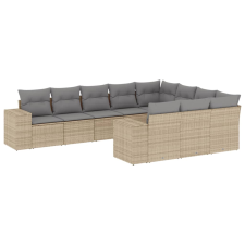vidaXL 10 részes bézs polyrattan kerti ülőgarnitúra párnával (3255426) kerti bútor