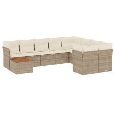 vidaXL 10 részes bézs polyrattan kerti ülőgarnitúra párnával (3256156) kerti bútor