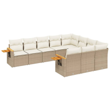 vidaXL 10 részes bézs polyrattan kerti ülőgarnitúra párnával (3259580) kerti bútor