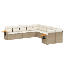 vidaXL 10 részes bézs polyrattan kerti ülőgarnitúra párnával (3259594) kerti bútor