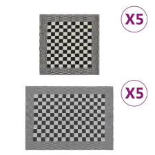 vidaXL 10-részes fekete-fehér pamut törölközőszett lakástextília