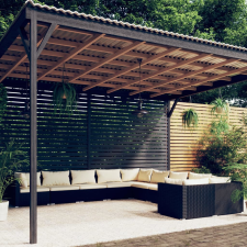 vidaXL 10-részes fekete polyrattan kerti ülőgarnitúra párnákkal kerti bútor