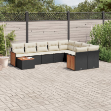 vidaXL 10 részes fekete polyrattan kerti ülőgarnitúra párnákkal kerti bútor