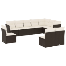 vidaXL 10 részes fekete polyrattan kerti ülőgarnitúra párnákkal (3217796) kerti bútor