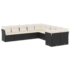 vidaXL 10 részes fekete polyrattan kerti ülőgarnitúra párnákkal (3218236) kerti bútor