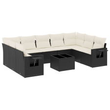 vidaXL 10 részes fekete polyrattan kerti ülőgarnitúra párnákkal (3220605) kerti bútor
