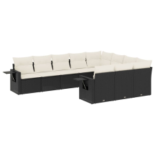 vidaXL 10 részes fekete polyrattan kerti ülőgarnitúra párnákkal (3220685) kerti bútor