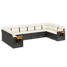 vidaXL 10 részes fekete polyrattan kerti ülőgarnitúra párnákkal (3227162) kerti bútor