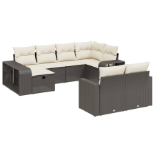 vidaXL 10 részes fekete polyrattan kerti ülőgarnitúra párnákkal (3266236) kerti bútor