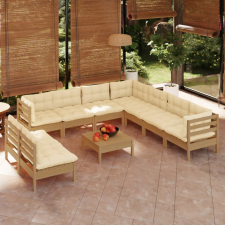 vidaXL 10 részes mézbarna fenyőfa kerti ülőgarnitúra párnákkal kerti bútor