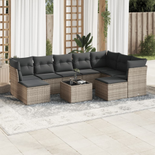 vidaXL 10 részes szürke polyrattan kerti ülőgarnitúra párnákkal kerti bútor