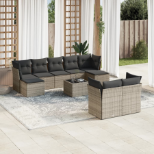vidaXL 10 részes szürke polyrattan kerti ülőgarnitúra párnákkal kerti bútor