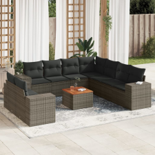 vidaXL 10 részes szürke polyrattan kerti ülőgarnitúra párnákkal kerti bútor