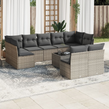 vidaXL 10 részes szürke polyrattan kerti ülőgarnitúra párnákkal kerti bútor