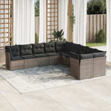 vidaXL 10 részes szürke polyrattan kerti ülőgarnitúra párnákkal kerti bútor