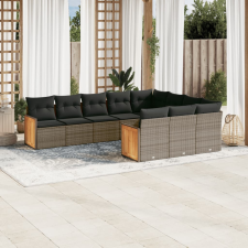 vidaXL 10 részes szürke polyrattan kerti ülőgarnitúra párnákkal kerti bútor