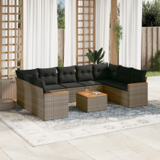 vidaXL 10 részes szürke polyrattan kerti ülőgarnitúra párnákkal kerti bútor