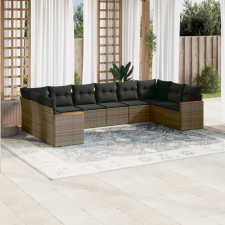 vidaXL 10 részes szürke polyrattan kerti ülőgarnitúra párnákkal kerti bútor