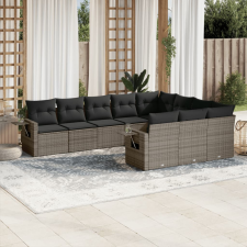 vidaXL 10 részes szürke polyrattan kerti ülőgarnitúra párnákkal kerti bútor