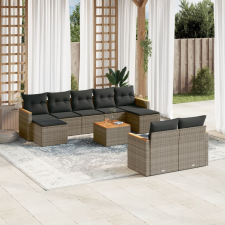 vidaXL 10 részes szürke polyrattan kerti ülőgarnitúra párnákkal kerti bútor