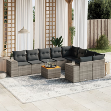 vidaXL 10 részes szürke polyrattan kerti ülőgarnitúra párnákkal kerti bútor