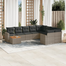 vidaXL 10 részes szürke polyrattan kerti ülőgarnitúra párnákkal kerti bútor