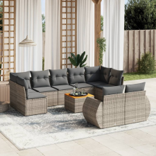vidaXL 10 részes szürke polyrattan kerti ülőgarnitúra párnákkal kerti bútor