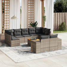vidaXL 10 részes szürke polyrattan kerti ülőgarnitúra párnákkal kerti bútor