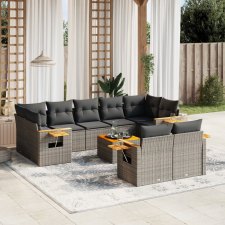 vidaXL 10 részes szürke polyrattan kerti ülőgarnitúra párnákkal kerti bútor