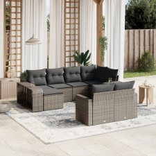 vidaXL 10 részes szürke polyrattan kerti ülőgarnitúra párnákkal kerti bútor