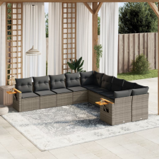 vidaXL 10 részes szürke polyrattan kerti ülőgarnitúra párnákkal kerti bútor