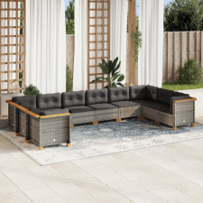 vidaXL 10 részes szürke polyrattan kerti ülőgarnitúra párnákkal kerti bútor